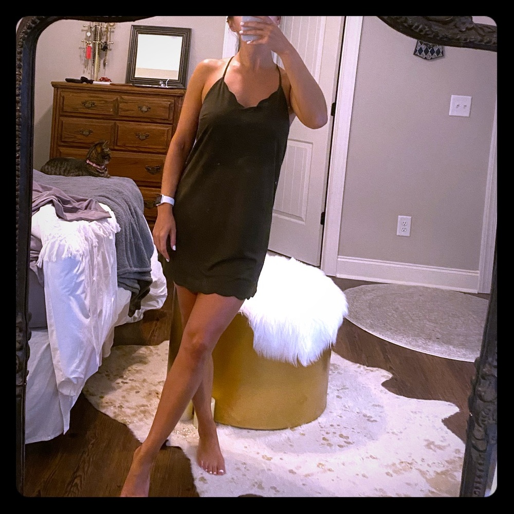 Adjustable green suede dress